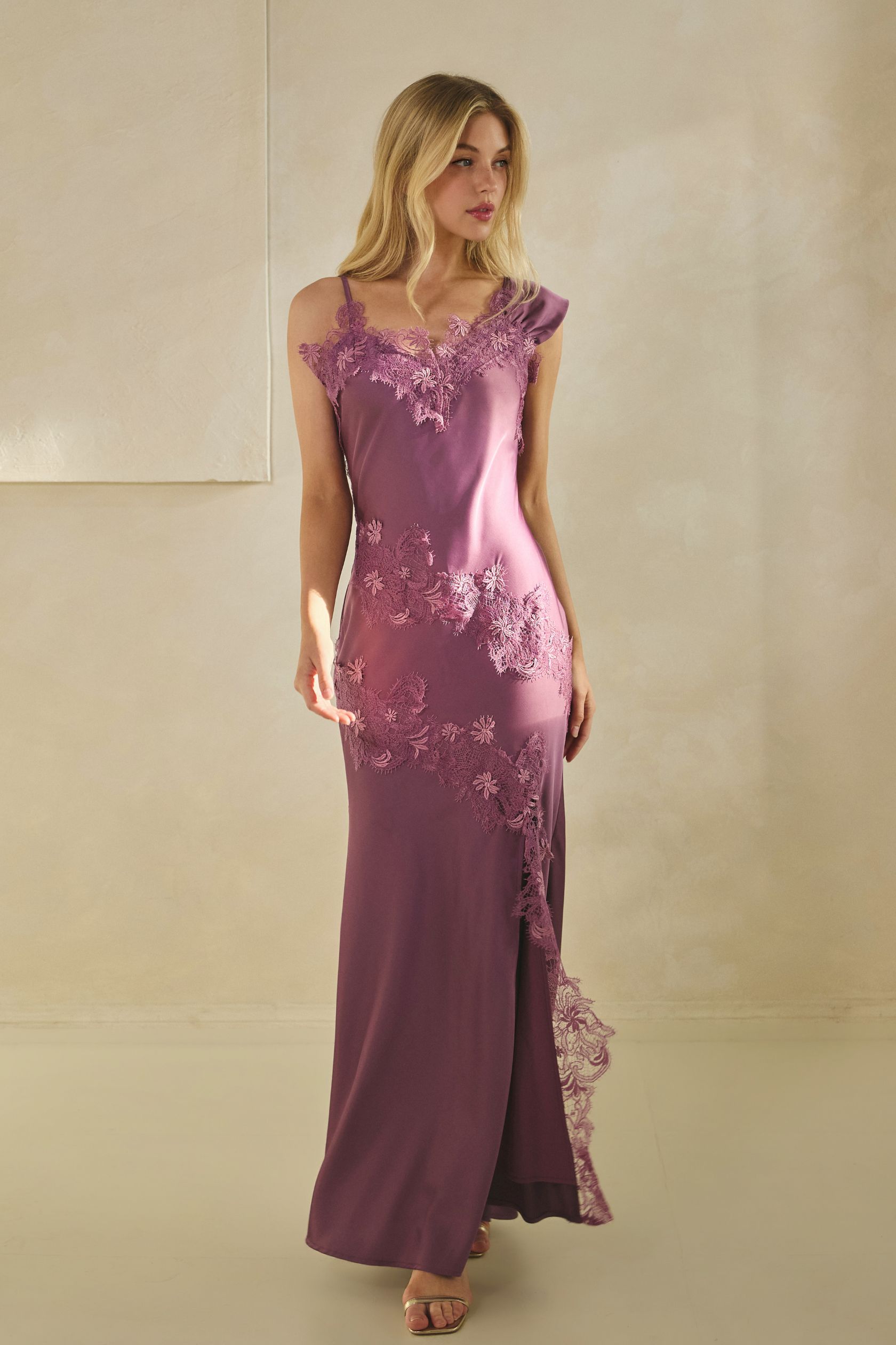 Orchid Lace Evening Gown - Image 3