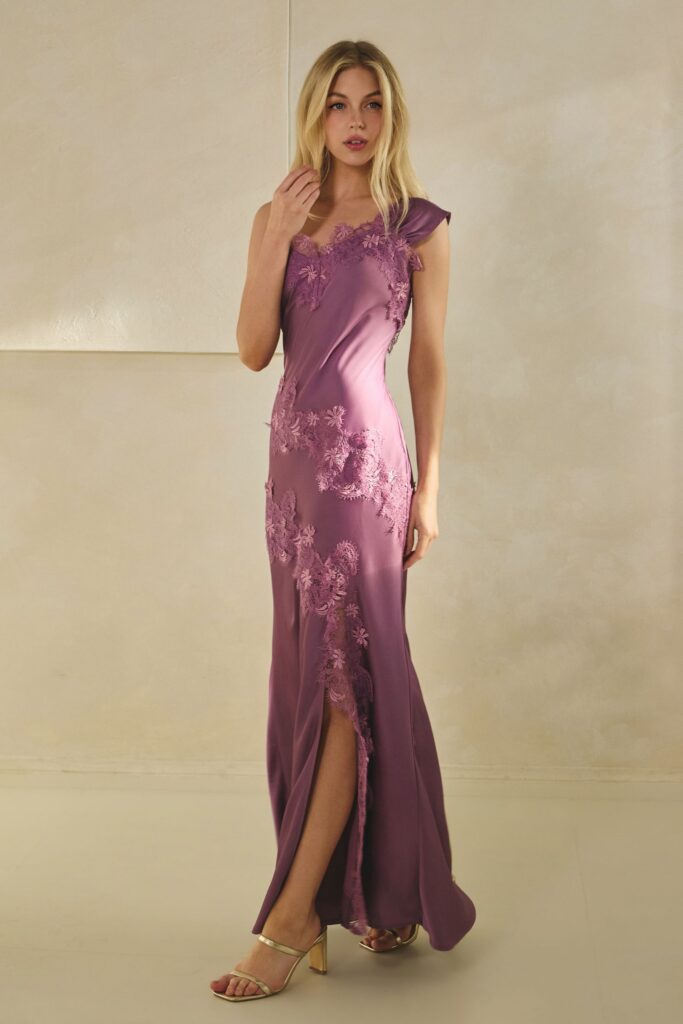 Orchid Lace Evening Gown