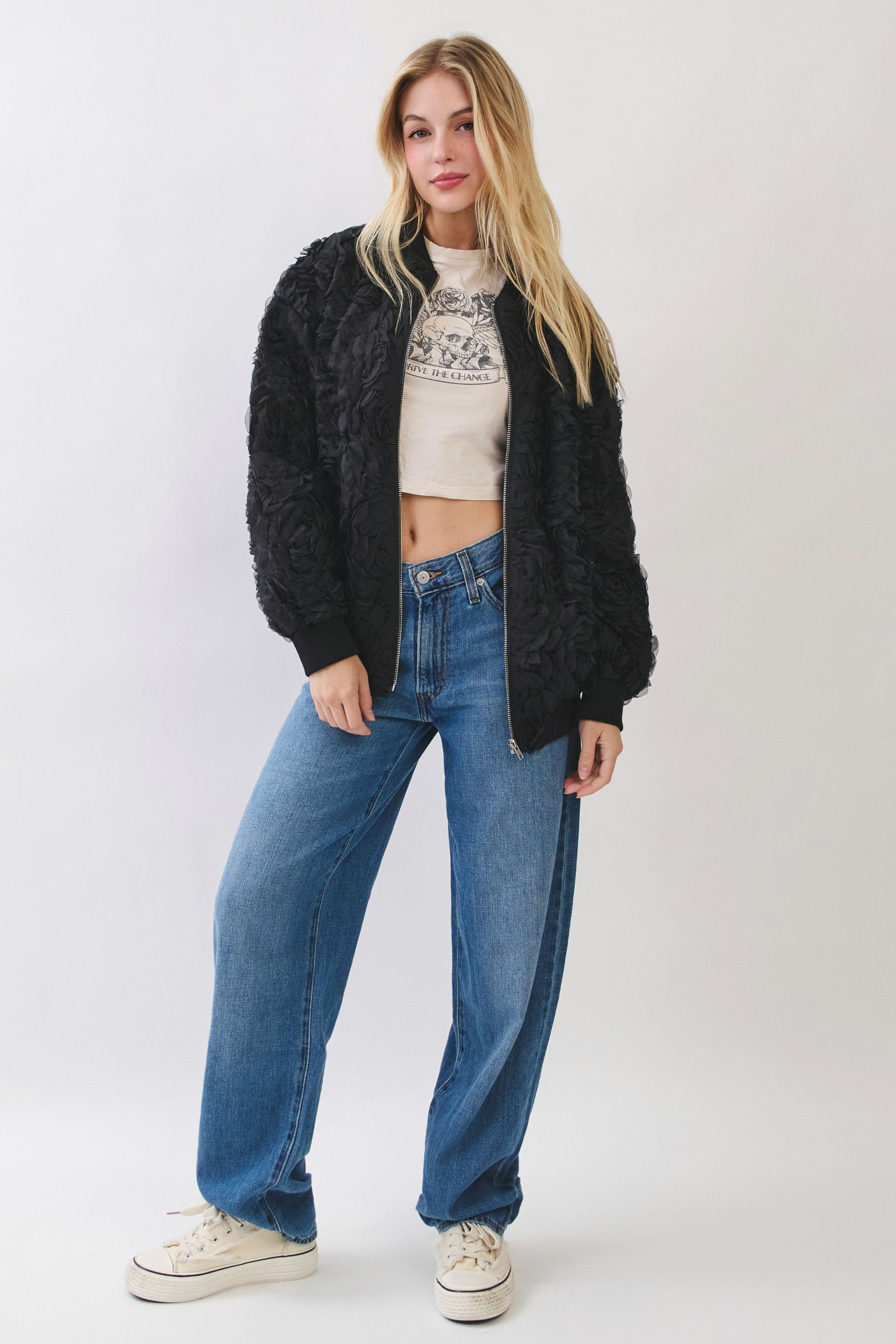 Midnight Textured Bomber Jacket - Image 9