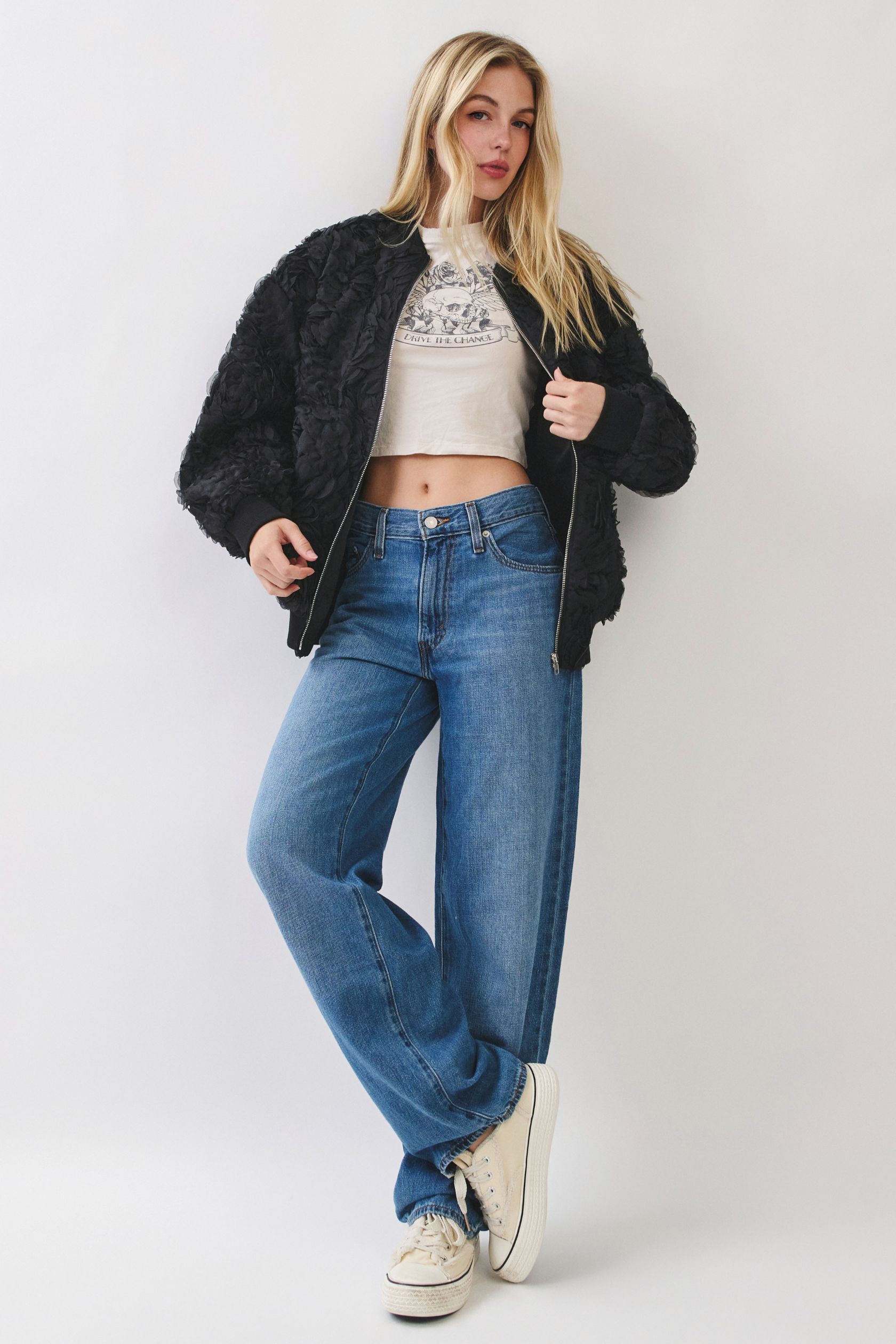 Midnight Textured Bomber Jacket - Image 7