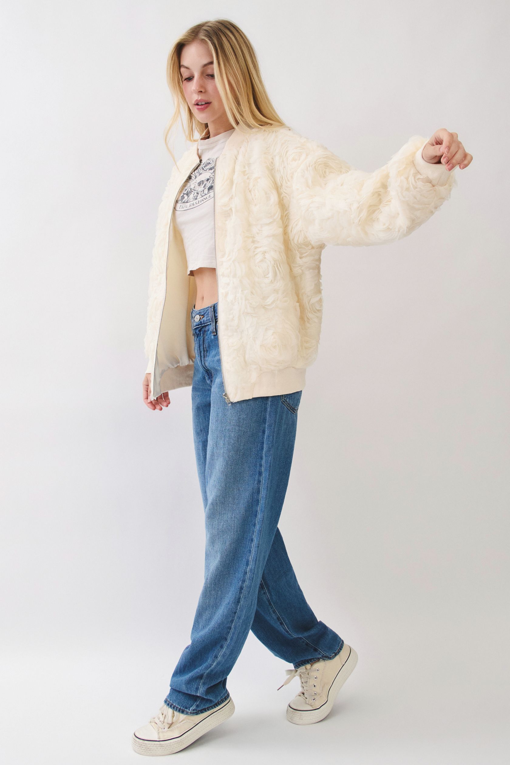 Midnight Textured Bomber Jacket - Image 17