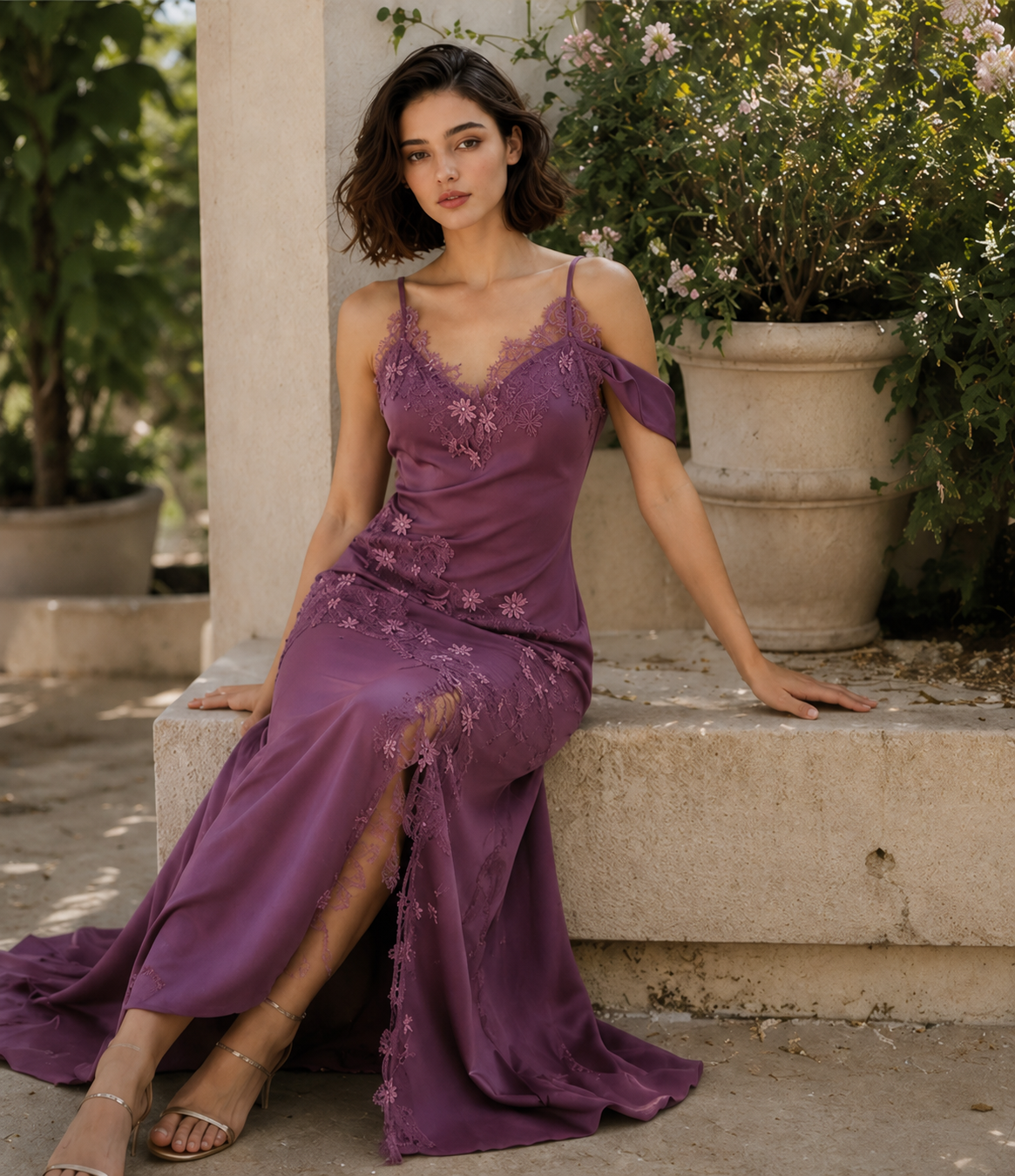 Orchid Lace Evening Gown - Image 10