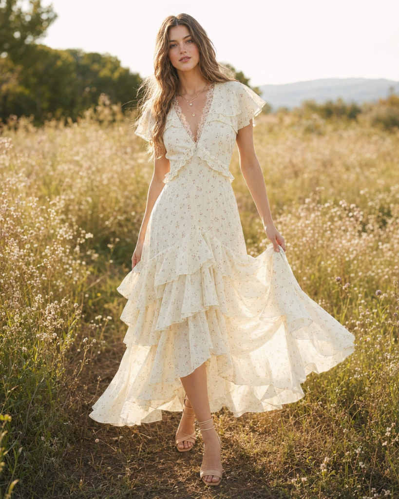 Skyfall Ruffle Midi Dress